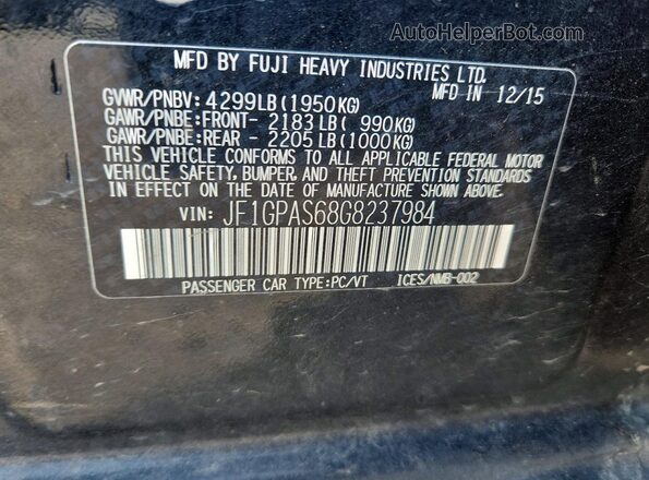 JF1GPAS68G8237984 2016 SUBARU IMPREZA Black Engine compartment view