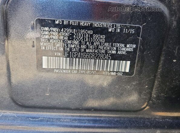 JF1GPAY66G8228045 2016 SUBARU IMPREZA Черный Вид подкапотного пространства