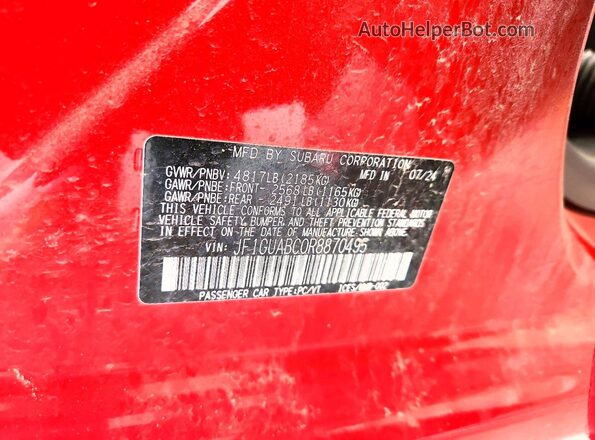 JF1GUABC0R8870495 2024 SUBARU IMPREZA Red ძრავის განყოფილების ხედი