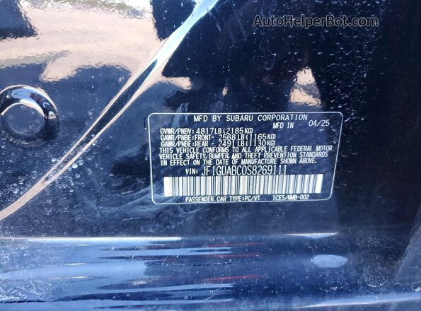 JF1GUABC0S8269111 2025 SUBARU IMPREZA Black Vista del compartimento del motor