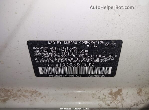 JF1GUABC5R8290904 2024 SUBARU IMPREZA Белый Вид подкапотного пространства