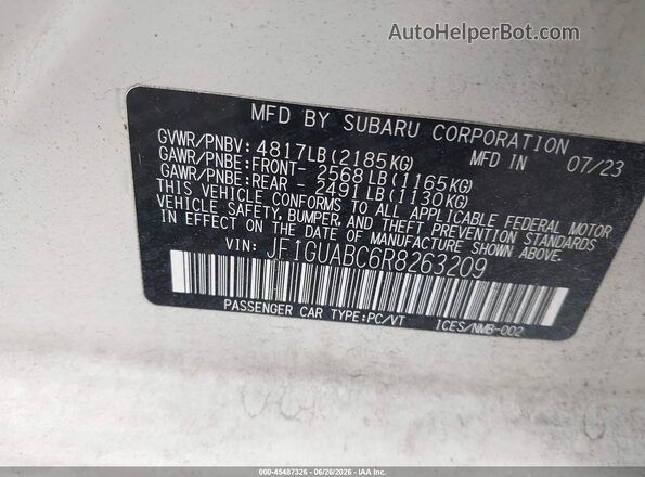 JF1GUABC6R8263209 2024 SUBARU IMPREZA White Շարժիչի բաժամունքի տեսք