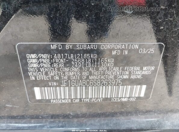 JF1GUABC6S8263975 2025 SUBARU IMPREZA Черный Вид подкапотного пространства