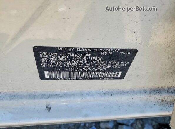 JF1GUABC8R8856960 2024 SUBARU IMPREZA White Widok komory silnika
