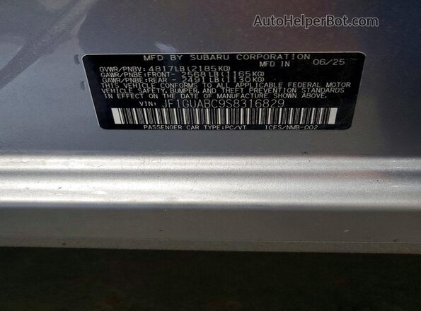 JF1GUABC9S8316829 2025 SUBARU IMPREZA Silver Vista del compartimento del motor