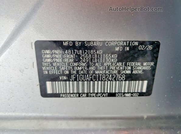 JF1GUAFC1T8242768 2026 SUBARU IMPREZA Silver Engine compartment view