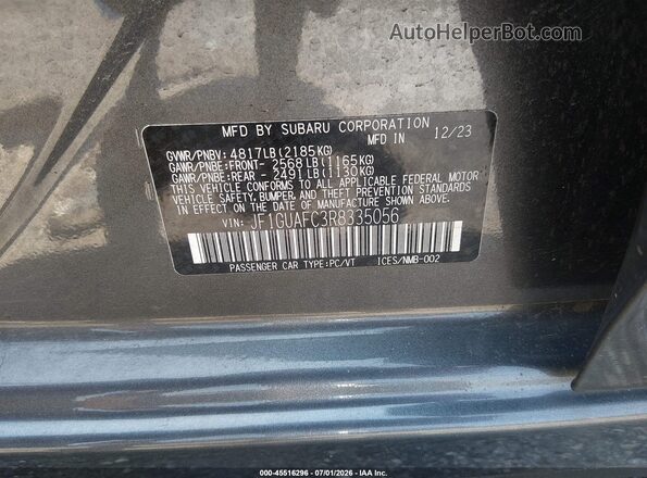 JF1GUAFC3R8335056 2024 SUBARU IMPREZA Gray ძრავის განყოფილების ხედი