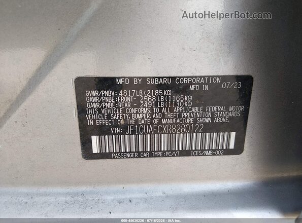 JF1GUAFCXR8280122 2024 SUBARU IMPREZA Silver Widok komory silnika