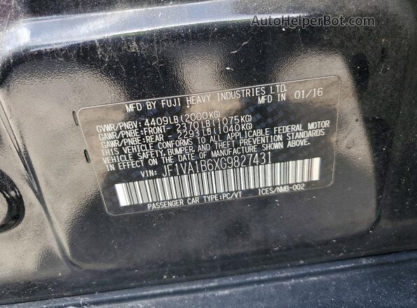 JF1VA1B6XG9827431 2016 SUBARU WRX Black VIN կոդի պիտակի տեսք