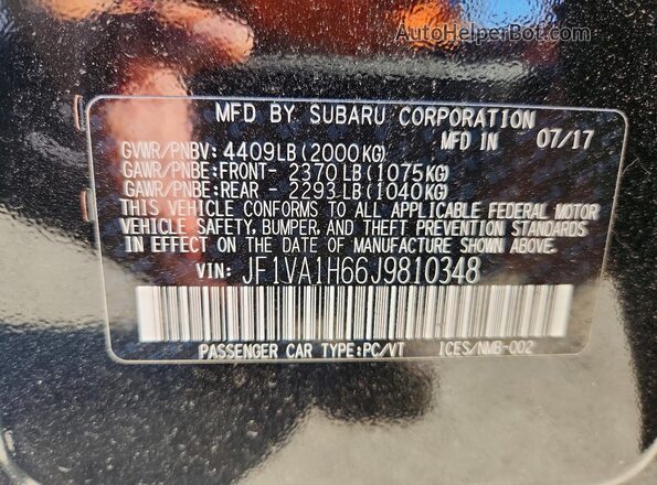 JF1VA1H66J9810348 2018 SUBARU WRX Black Вид наклейки з VIN-кодом