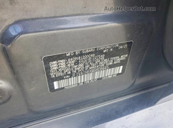 JF1VA1H6XM9808445 2021 SUBARU WRX Black Vista del compartimento del motor