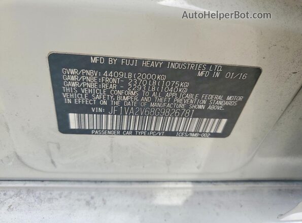 JF1VA2V68G9826781 2016 SUBARU WRX White Widok komory silnika