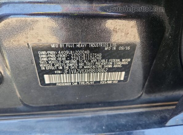 JF1VA2V6XH9818862 2017 SUBARU WRX Серый Вид подкапотного пространства