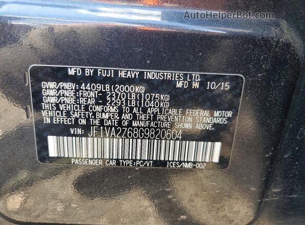 JF1VA2Z68G9820604 2016 SUBARU WRX Charcoal Вид підкапотного простору