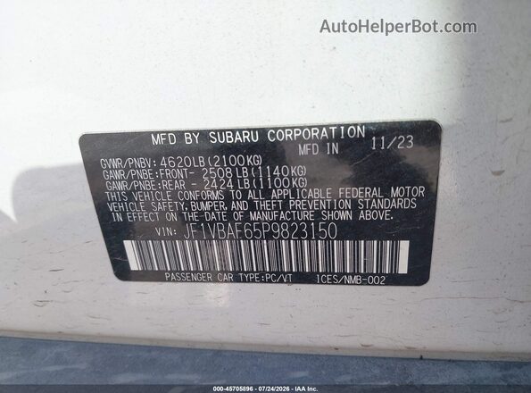JF1VBAF65P9823150 2023 SUBARU WRX White Vista del compartimento del motor