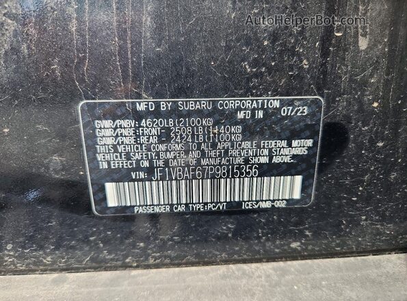 JF1VBAF67P9815356 2023 SUBARU WRX Черный Вид подкапотного пространства