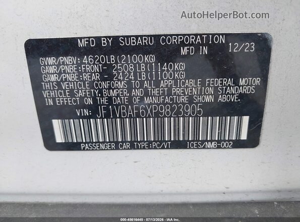JF1VBAF6XP9823905 2023 SUBARU WRX White Вид підкапотного простору