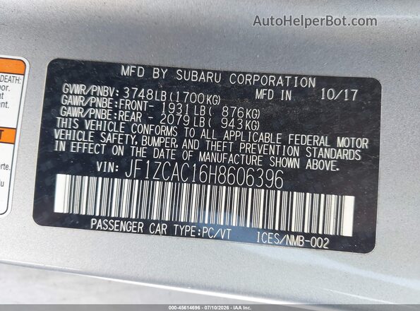 JF1ZCAC16H8606396 2017 SUBARU BRZ Silver Widok komory silnika