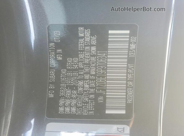 JF1ZDBE19P9706341 2023 SUBARU BRZ Gray Engine compartment view