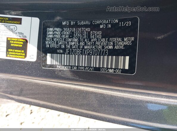 JF1ZDBE1XP9707773 2023 SUBARU BRZ Gray Вид підкапотного простору