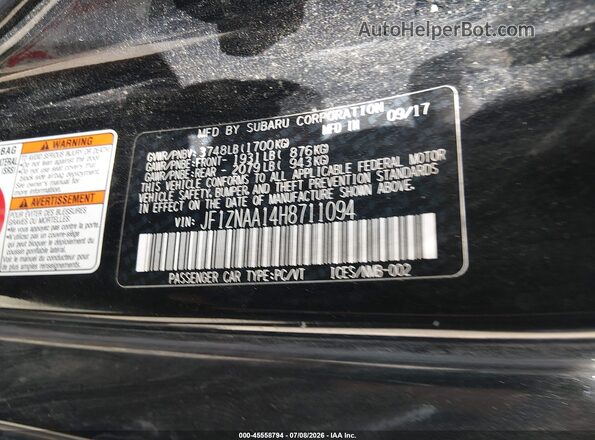 JF1ZNAA14H8711094 2017 TOYOTA 86 Black Вид підкапотного простору
