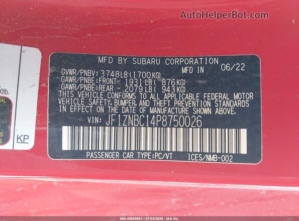 JF1ZNBC14P8750026 2023 TOYOTA GR86 Red Engine compartment view