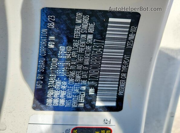 JF1ZNBC18P8764317 2023 TOYOTA GR86 White VIN կոդի պիտակի տեսք