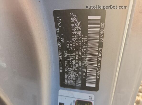 JF1ZNBE13P9763647 2023 TOYOTA GR Серебряный Вид подкапотного пространства