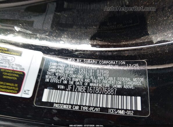 JF1ZNBE16T8076887 2026 TOYOTA GR86 Black ძრავის განყოფილების ხედი