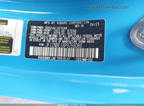 JF1ZNBE18P9759089 2023 TOYOTA GR86 Blue ძრავის განყოფილების ხედი