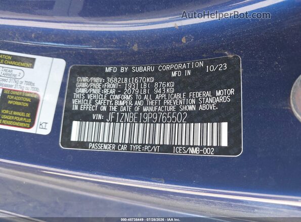 JF1ZNBE19P9765502 2023 TOYOTA GR86 Blue ძრავის განყოფილების ხედი