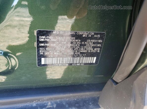 JF2BURJD2TY453627 2026 SUBARU OUTBACK Green Engine compartment view