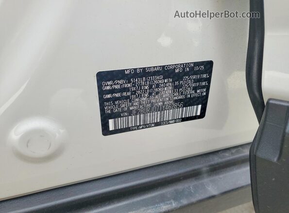JF2BURJD7TY462856 2026 SUBARU OUTBACK White Widok wnętrza 360 stopni