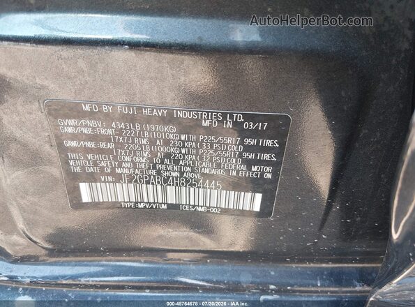 JF2GPABC4H8254445 2017 SUBARU CROSSTREK Gray Engine compartment view