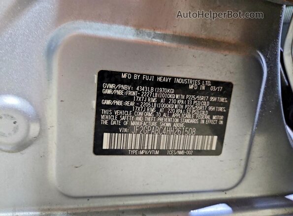 JF2GPABC4HH261508 2017 SUBARU CROSSTREK White Widok naklejki z numerem VIN