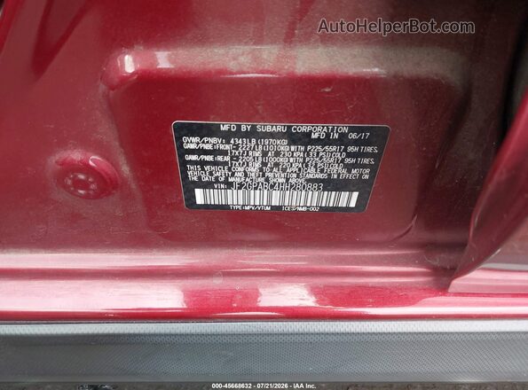 JF2GPABC4HH280883 2017 SUBARU CROSSTREK Red Widok komory silnika
