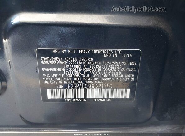 JF2GPABC6G8221350 2016 SUBARU CROSSTREK Black Widok komory silnika