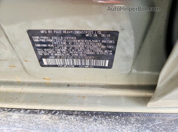 JF2GPABC9G8308062 2016 SUBARU CROSSTREK Beige Widok komory silnika