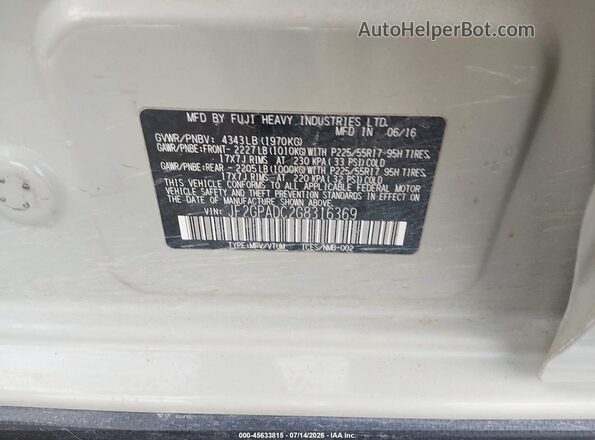 JF2GPADC2G8316369 2016 SUBARU CROSSTREK Tan Widok komory silnika