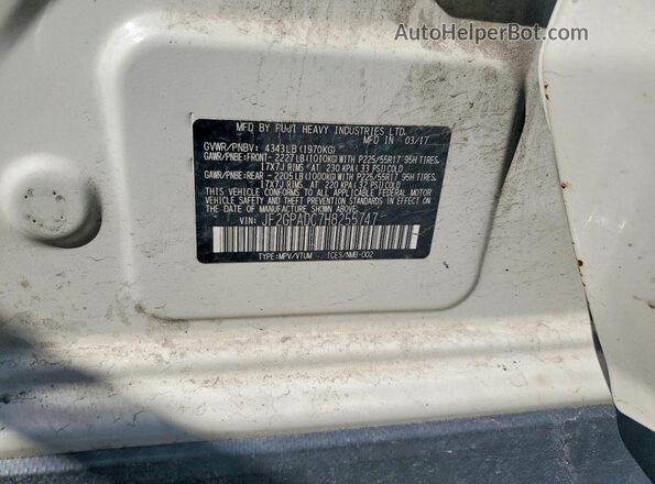 JF2GPADC7H8255747 2017 SUBARU CROSSTREK White VIN კოდის სტიკერის ხედი