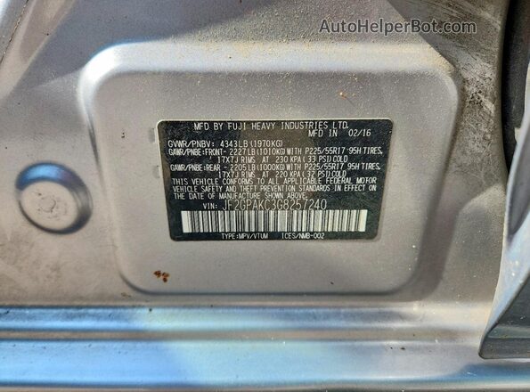 JF2GPAKC3G8257240 2016 SUBARU CROSSTREK Silver Widok komory silnika