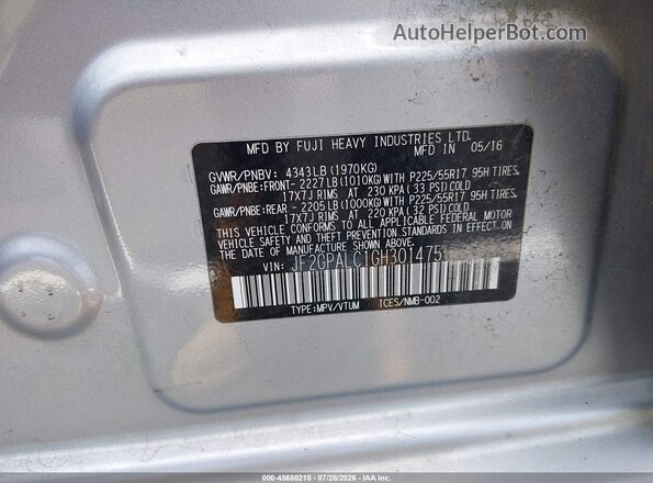 JF2GPALC1GH301475 2016 SUBARU CROSSTREK Blue Vista del compartimento del motor