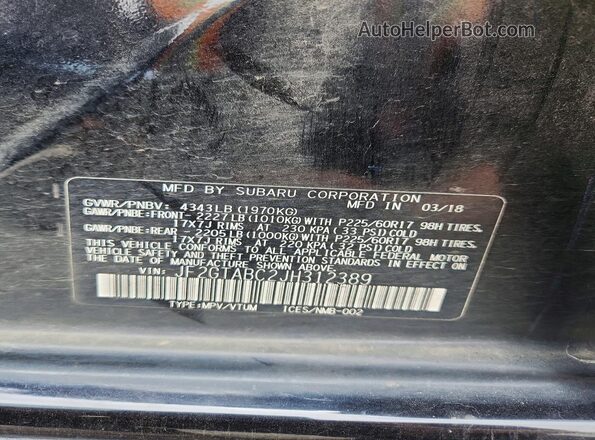 JF2GTABC2JH312389 2018 SUBARU CROSSTREK Черный Панорамный вид салона 360°