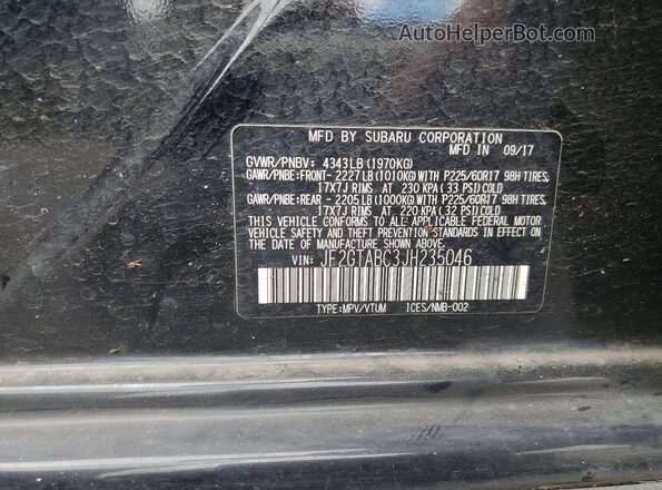 JF2GTABC3JH235046 2018 SUBARU CROSSTREK Черный Вид подкапотного пространства