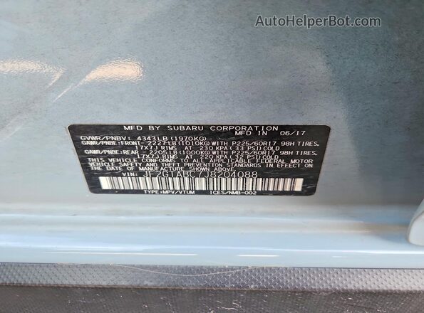 JF2GTABC7J8204088 2018 SUBARU CROSSTREK Blue ძრავის განყოფილების ხედი