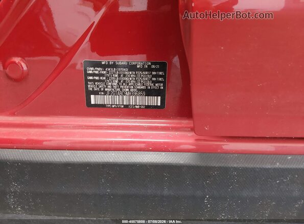 JF2GTABC9MH396859 2021 SUBARU CROSSTREK Red ძრავის განყოფილების ხედი