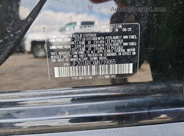 JF2GTABCXMH239065 2021 SUBARU CROSSTREK Black Vista interior de 360 grados