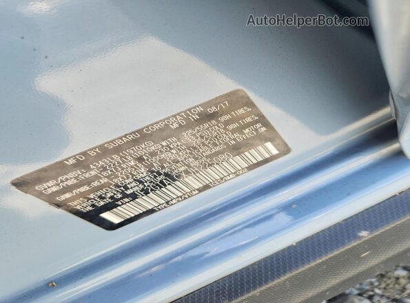 JF2GTALCXJH225080 2018 SUBARU CROSSTREK Blue VIN կոդի պիտակի տեսք