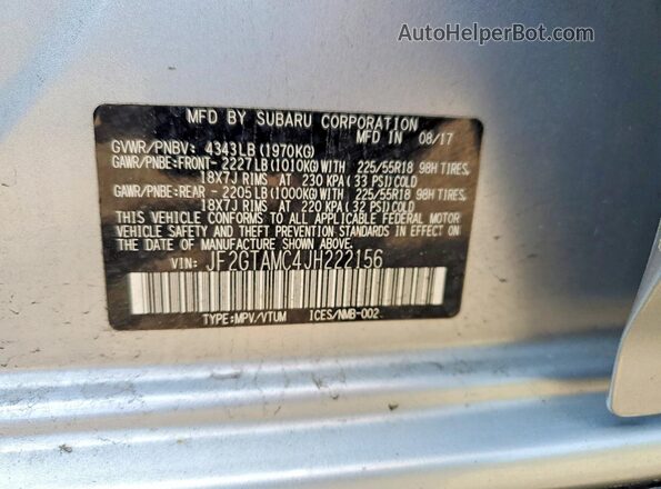 JF2GTAMC4JH222156 2018 SUBARU CROSSTREK Silver Widok komory silnika