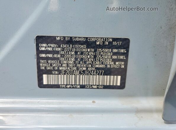 JF2GTAMC5JH244277 2018 SUBARU CROSSTREK Синий Вид подкапотного пространства